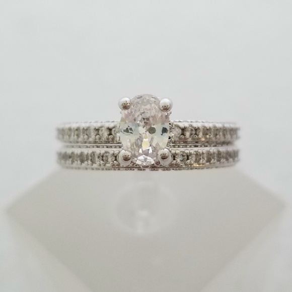 (2pcs) 1ct TW 18k Over Sterling Ring Set